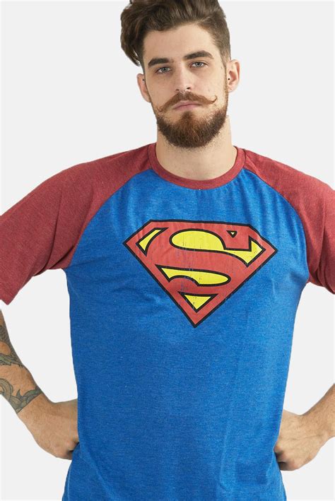 Camiseta Raglan Masculina Superman Logo Cl Ssico