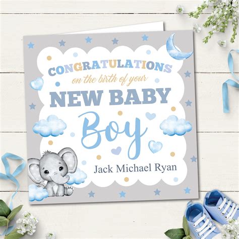 Personalised New Baby Boy Card - The Paperlane