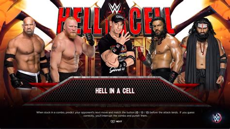 Wwe 2k23 Hell In A Cell Match Goldberg Vs Brock Lesnar Vs John Cena