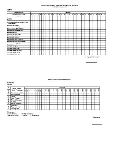 Ceklist Kebersihan Dan Keamanan Lingkungan Dalam Gedung Pdf