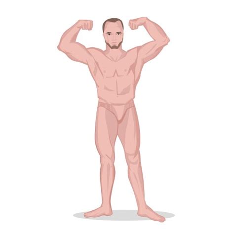 Pop Art Naked Bearded Athlete Sportsman Royalty Free Vector