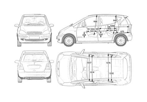 Download Drawing Mercedes Benz A Class W168 Hatchback 2004 In Ai Pdf Png Svg Formats