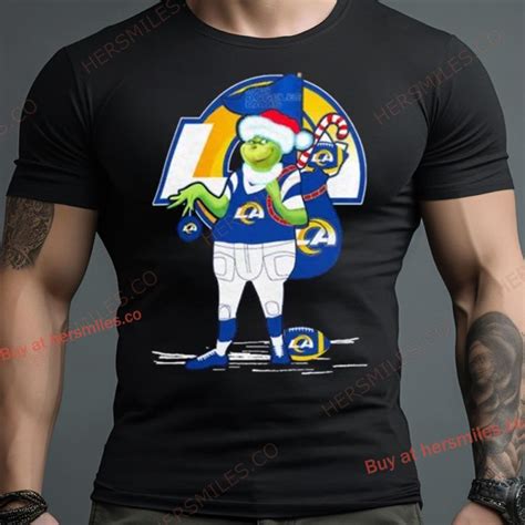 Santa Grinch Los Angeles Rams Christmas Shirt Hersmiles