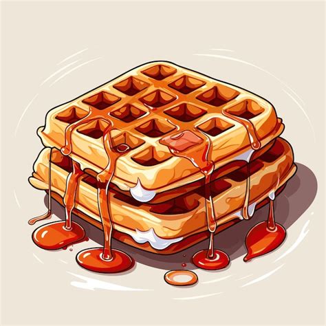 A Drawing Of Waffles With Syrup And Syrup On It Premium Ai Generated