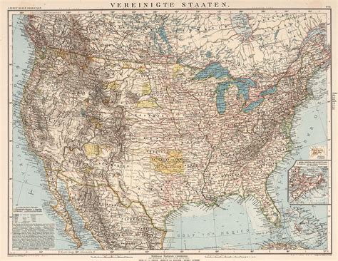 Vintage United States Map - 1898 Drawing by CartographyAssociates