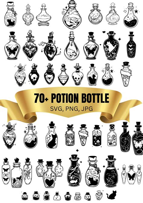 Potion Bottles Svg Witchcraft Svg Mystical Svg Magic Svg Etsy