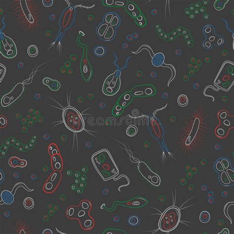 Illustrazione Senza Cuciture Con Le Immagini Di Contorno Dei Batteri