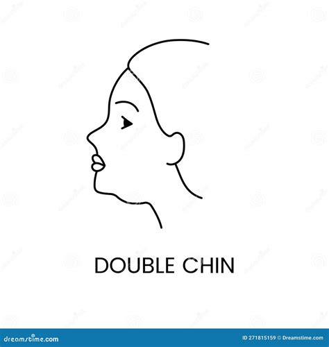 Double Chin Line Icon In Vector Woman Face Illustration Stock Vector