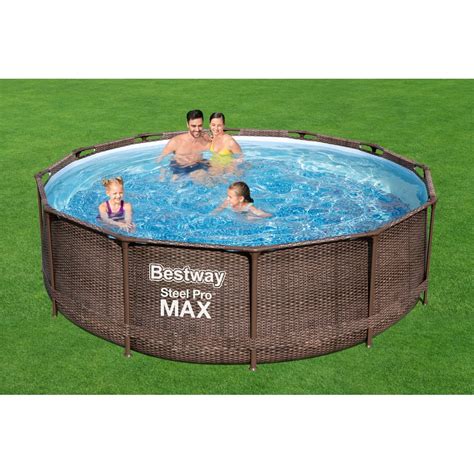 Bestway Frame Pool Steel Pro Max Rattan Design X Cm Mit Pumpe