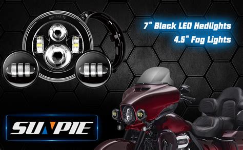 SUNPIE Motorcycle 7 Inch LED Headlight Black Compatible With H Arley