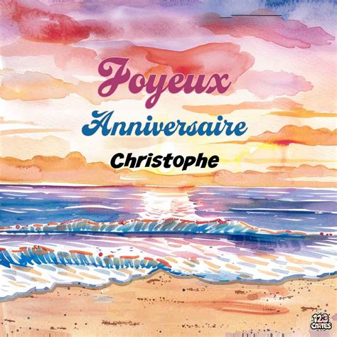 Lever Soleil Plage Avec Le Texte Joyeux Anniversaire Christophe Cartes