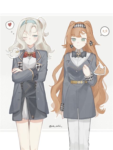 Safebooru 2girls Black Bow Black Bowtie Black Skirt Blonde Hair Blue