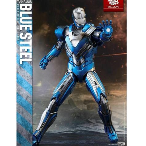 Hot Toys 1 6 Marvel Iron Man 3 MMS391 Mark XXX MK30 Blue Steel Action Figure Toys Games