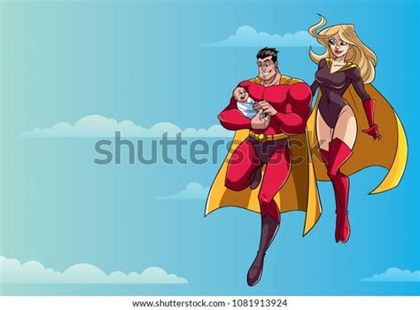 Full Length Illustration Happy Super Dad Vector De Stock Libre De