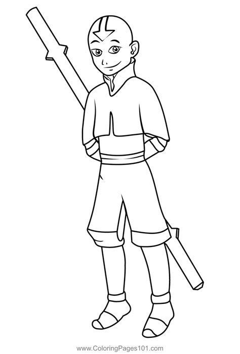 Aang From Avatar The Last Airbender Coloring Page for Kids - Free ...