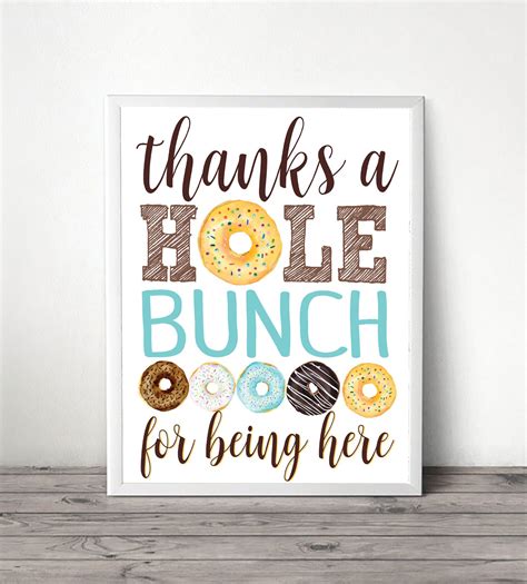 Thanks A Hole Bunch Party Signs X Digital Printable Donut Etsy