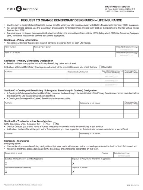 Fillable Online Brequestb To Bchange Beneficiaryb Designation Life