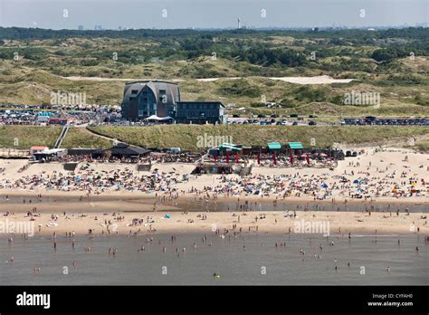 The Netherlands Zandvoort Bloemendaal Beach People On Beach Aerial