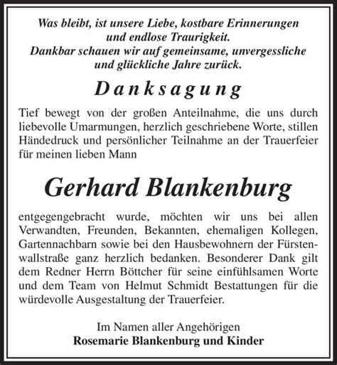 Traueranzeigen Von Gerhard Blankenburg Abschied Nehmen De