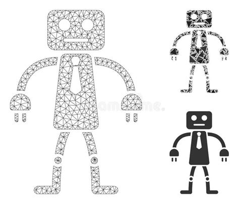 Offizielles Roboter Vector Mesh Carcass Model Und Dreieck Mosaik Icon