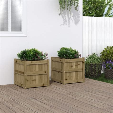 Micasa Italia Fioriere Da Giardino Pz In Legno Di Pino Impregnato