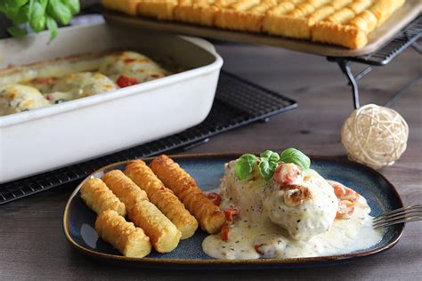 Basilikum Mozzarella Hähnchen mit Kroketten im Grundset von Pampered Chef