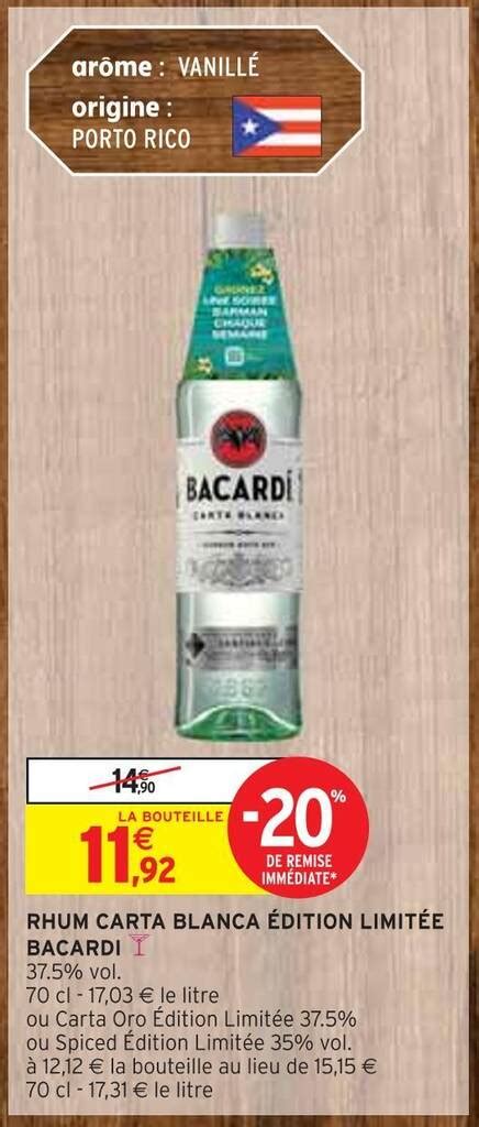 Promo Bacardi Rhum Carta Blanca Dition Limit E Chez Intermarch