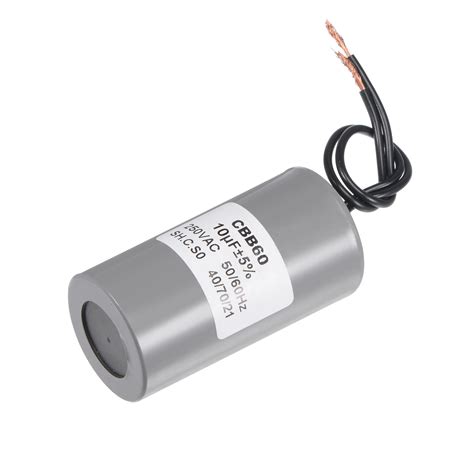 SOURCING MAP Condensateur CBB60 10uF 250V AC 2 Fils 50 60Hz Cylindre