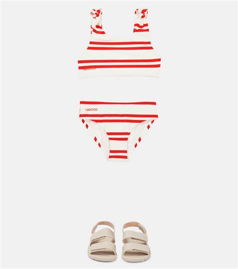 Liewood Kids Striped Bikini In Crème De La Crem Apple Red ModeSens