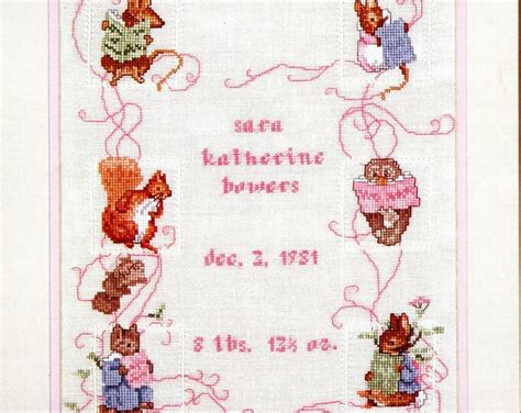 Beatrix Potter Birth Sampler II Cross Stitch Pattern Traditional Cross