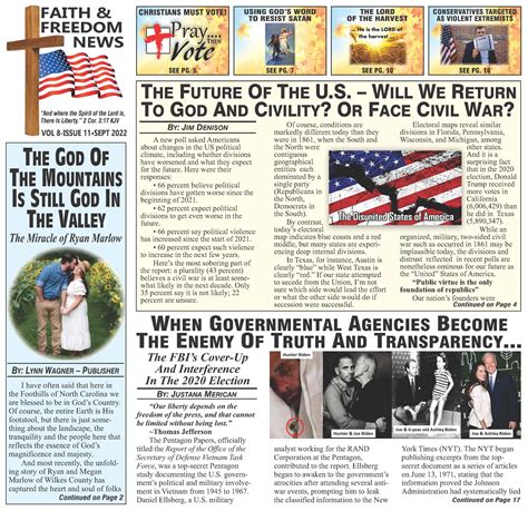 Faith & Freedom Newspaper - The September issue of Faith & Freedom News