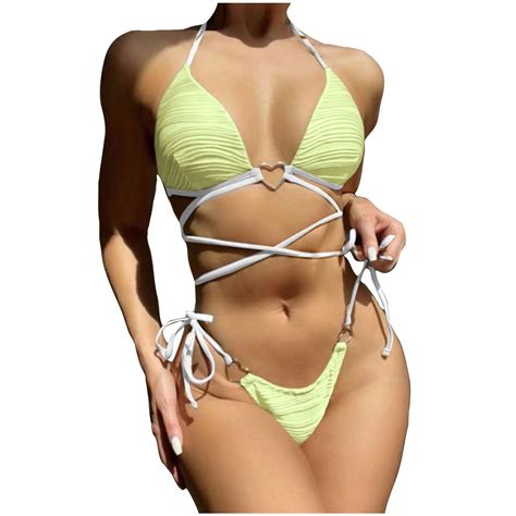 Feimerou Women S String Triangle Bikini Set Swimsuits Sexy Halter