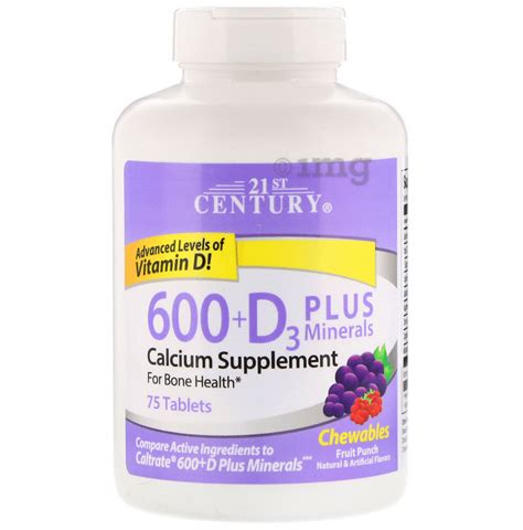 21st Century 600 D3 Plus Minerals Chewable Tablet Fruit Punch Buy Bottle Of 75 0 Chewable