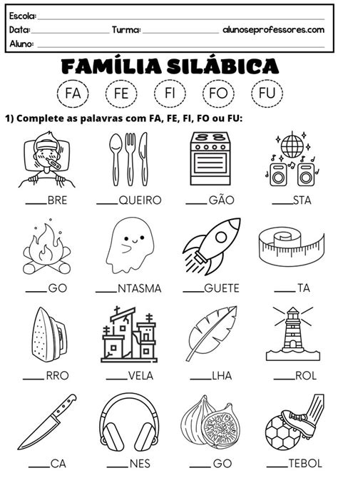 Atividades Com A Família Silábica Do F Para Imprimir Alunos E Professores School Activities