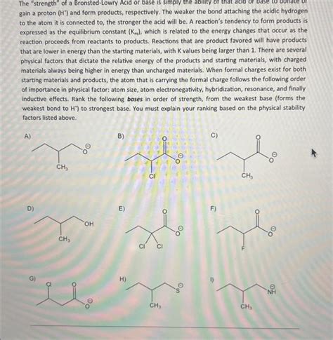 Solved The "strength" of a Bronsted-Lowry Acid or base is | Chegg.com