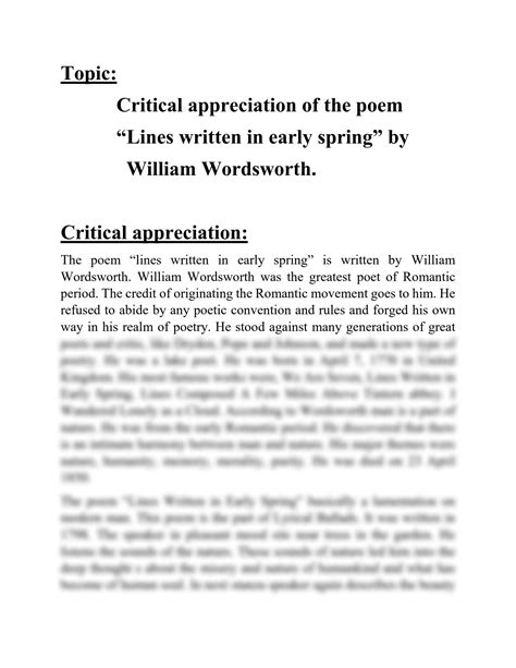 Solution Critical Appreciation Of The Poem Studypool