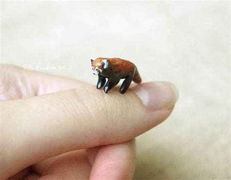 Miniature Red Panda Polymer Clay Sculpture By Emiliascreations