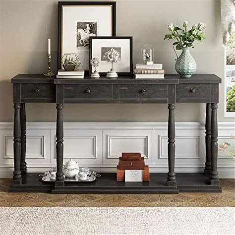 Llbiulife Long Console Table With Drawers Sofa Table For Entryway