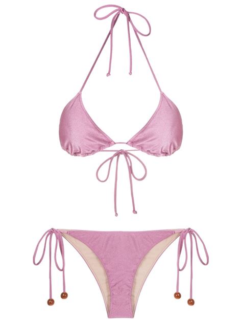 Adriana Degreas Lurex Side Tie Triangle Bikini In Purple ModeSens