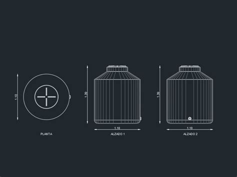Tanque Reservorio De Agua Rotoplas En Dwg Librer A Cad