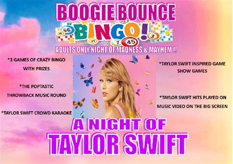 FALKIRK- TAYLOR SWIFT BOOGIE BOUNCE BINGO at Dobbie Hall Larbert event tickets from TicketSource