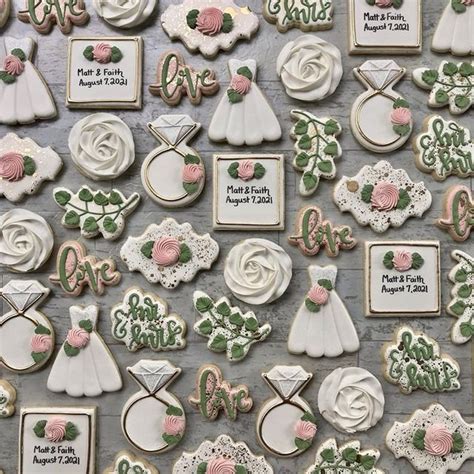 Wedding Bridal Shower Shortbread Cookies With Royal Icing Etsy