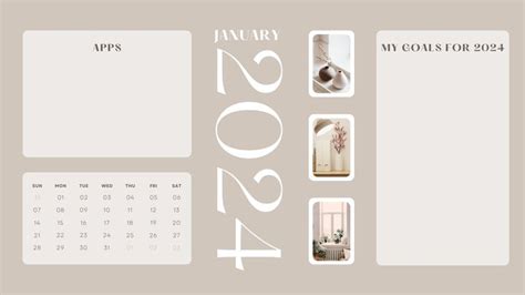 Minimalistic 2024 New Year Calendar & Goals desktop wallpaper | Macbook ...