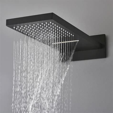 Luxury Modern Style Matte Black Wall Mounted Rain Waterfall Shower