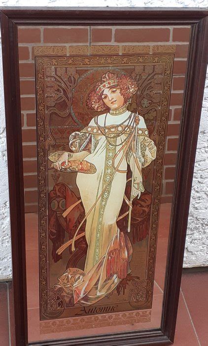 After Alphonse Mucha Tableau Mural Miroir En Cristal Catawiki