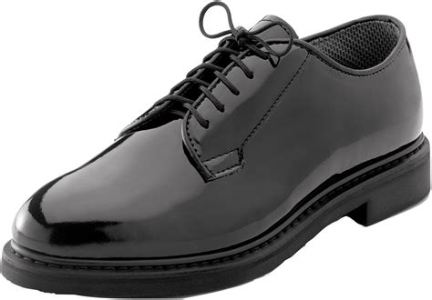 Black High Gloss Shiny Oxfords Uniform Shoes Formal Dress Military Duty Security - Casual Shoes