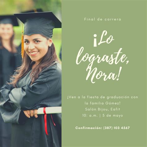 Crear tarjetas de invitacion para graduación gratis Canva