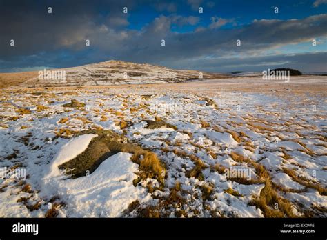 Brown Willy In Snow Bodmin Moor Cornwall Uk Stock Photo Alamy