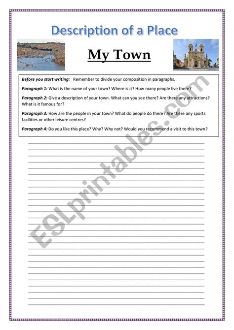 Description Of A Place Esl Worksheet By Cabeco