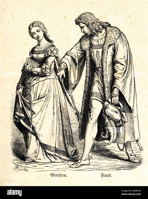 German Theatre Costume Gretchen And Faust From The Classic German